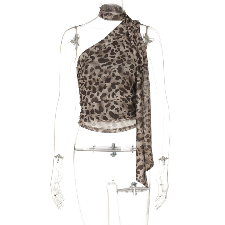 Damen Oberteil mit asymmetrischem Schnitt und stilvollem Leopardenmuster Echo Archiv