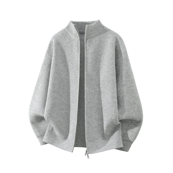 Herren Oversize Grobstrick-Zipcardigan mit Stehkragen und Zwei-Wege-Reißverschluss Echoarchiv