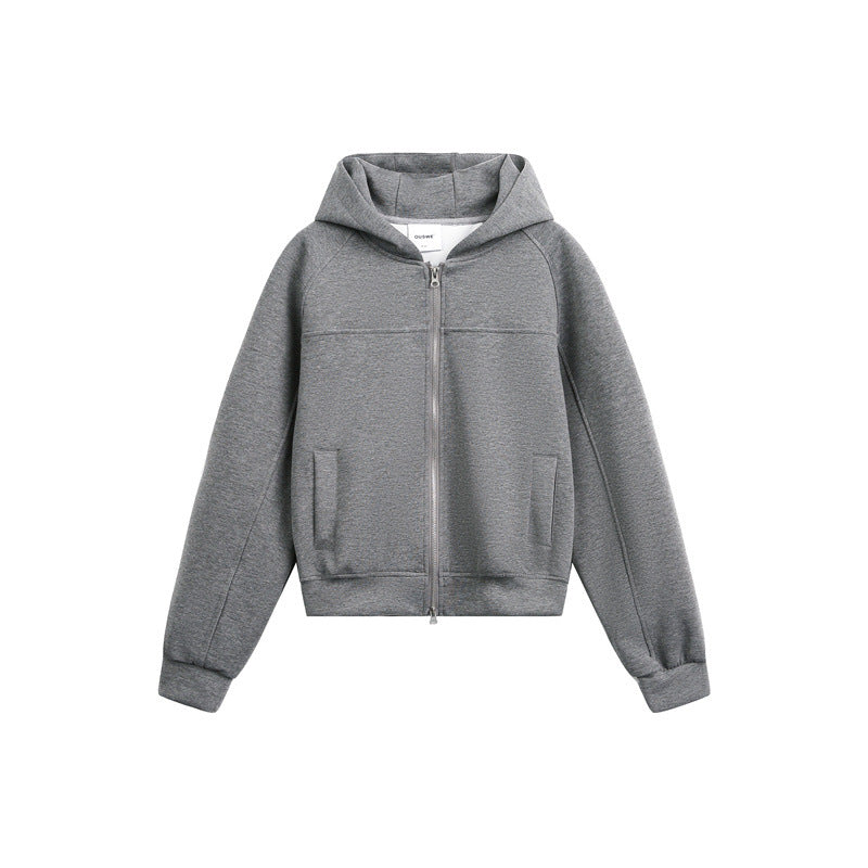 Unisex Kapuzen-Sweatjacke mit Zwei-Wege-Reißverschluss und Boxy-Schnitt Echoarchiv