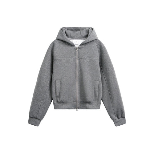Unisex Kapuzen-Sweatjacke mit Zwei-Wege-Reißverschluss und Boxy-Schnitt Echoarchiv