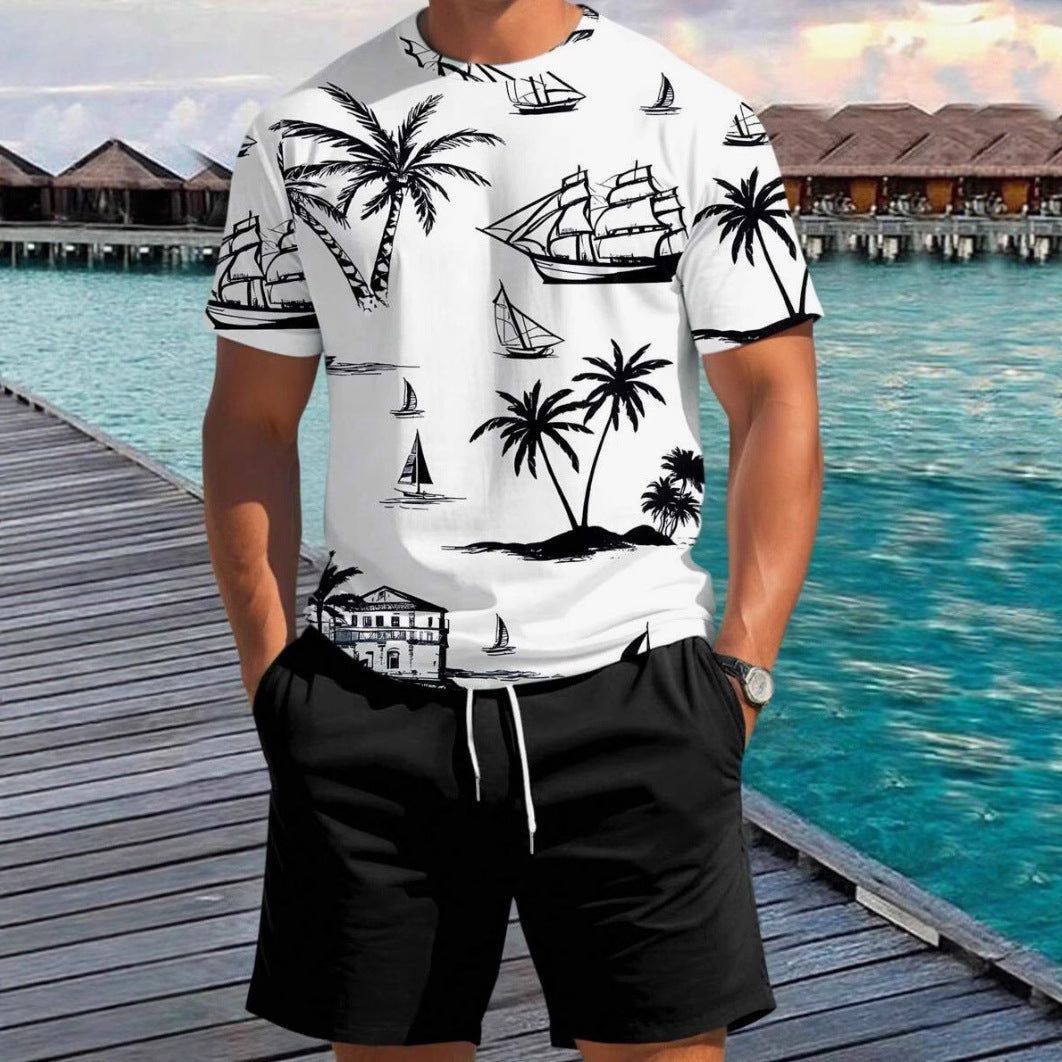 Herren Kurzarm-Shirt mit maritimem Motiv und entspannter Passform Echoarchiv