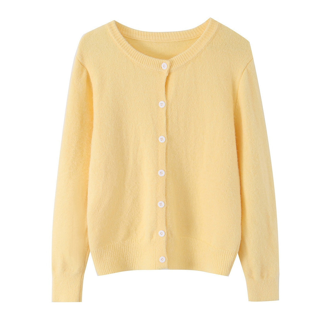 Damen Feinstrick-Cardigan mit Rundhalsausschnitt, durchgehender Knopfleiste und geripptem Saum Echo Archiv