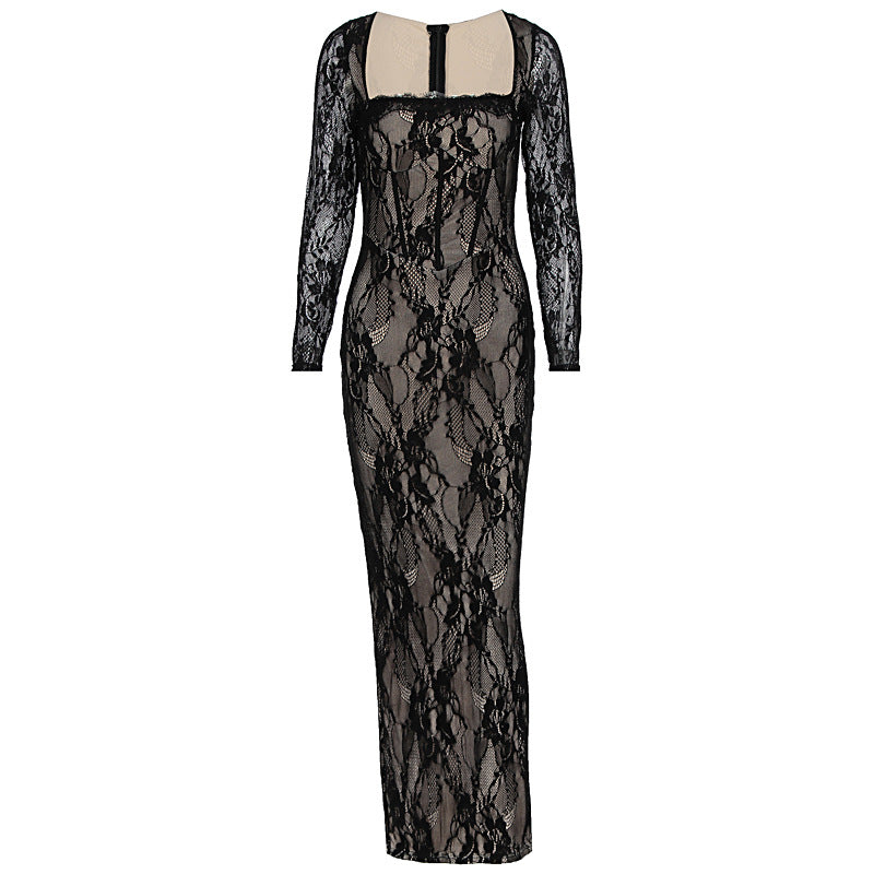 Damen Spitzenmaxikleid mit durchscheinenden Einsätzen Echo Archiv