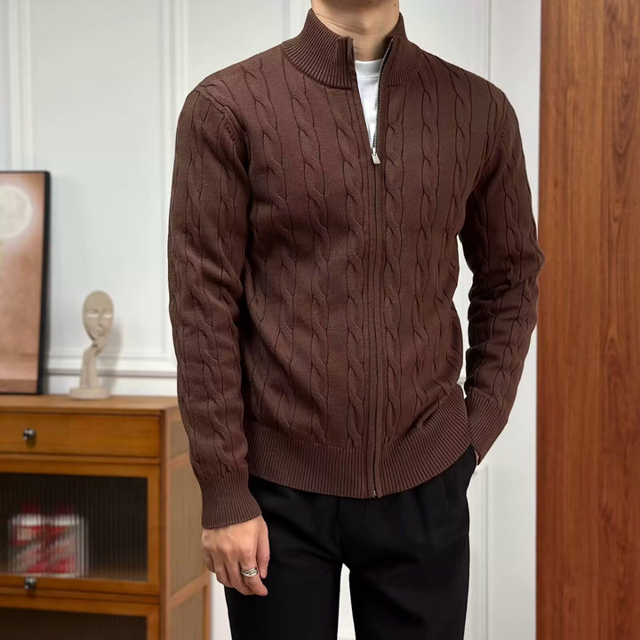 Herren Hochwertiger Strickpullover mit Reißverschluss Echo Archiv