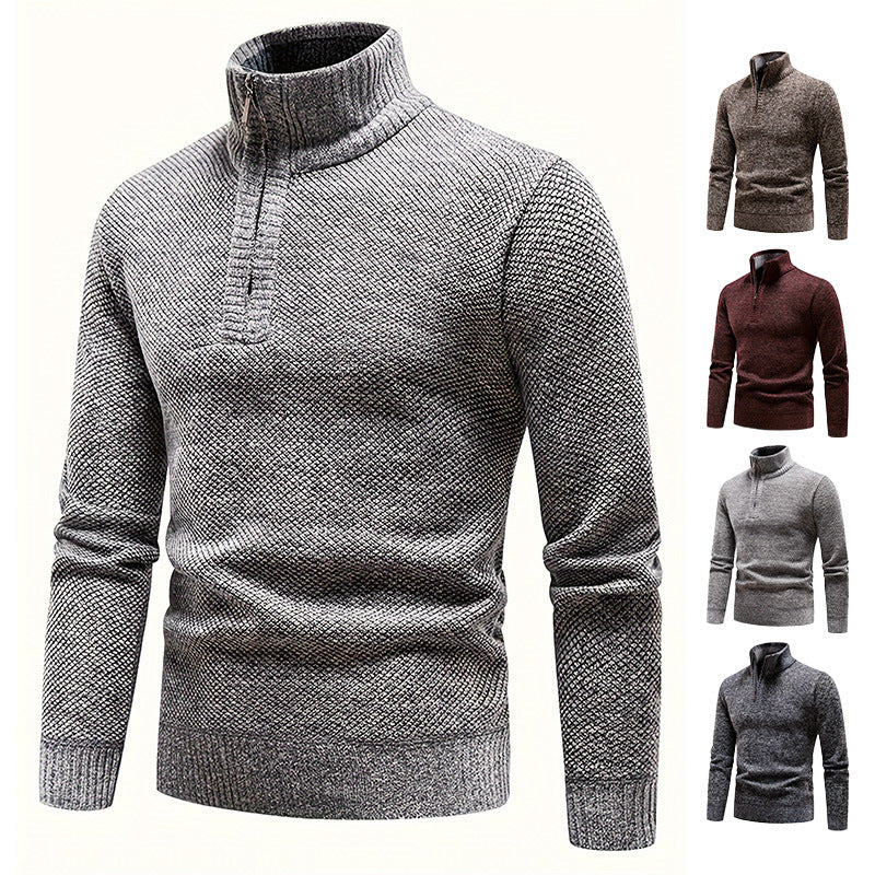 Herren Thermo-Strickpullover mit Stehkragen und Halbzip – Marzano
