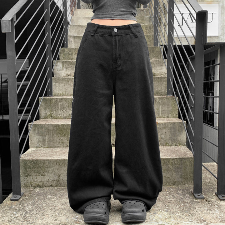 Damen weit geschnittene Baumwollhose mit hohem Taillenbund und praktischen Taschen Echo Archiv