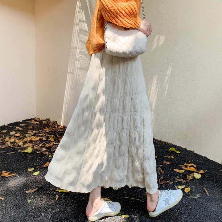 Damen Langer, eleganter Strickrock mit feinem Wellenmuster Echo Archiv