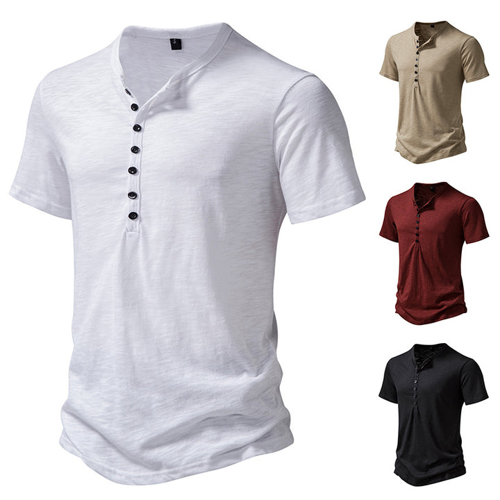 Herren Kurzarm Henley-Shirt mit dekorativer Knopfleiste Echoarchiv