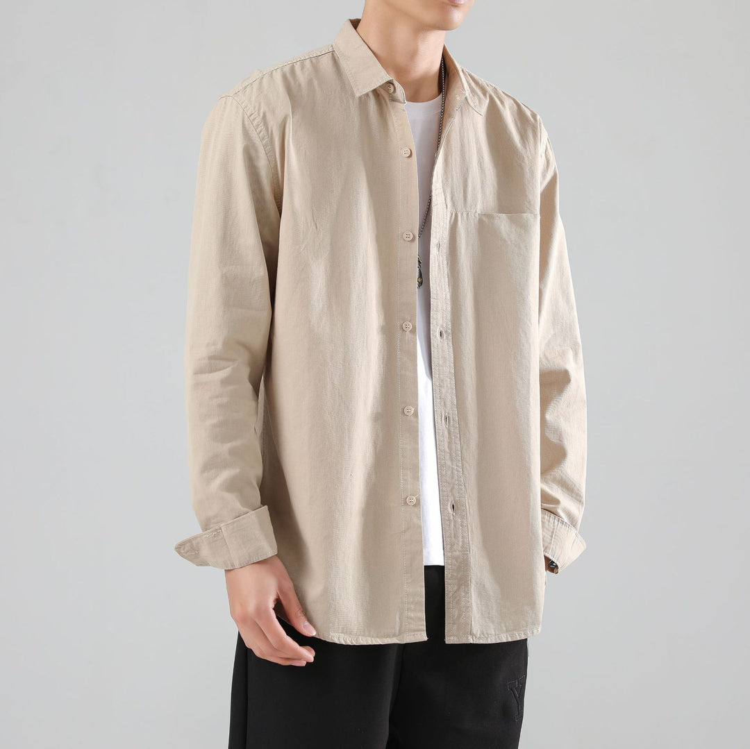 Herren Lockeres Baumwoll-Overshirt mit Brusttasche und leichter Struktur Echo Archiv