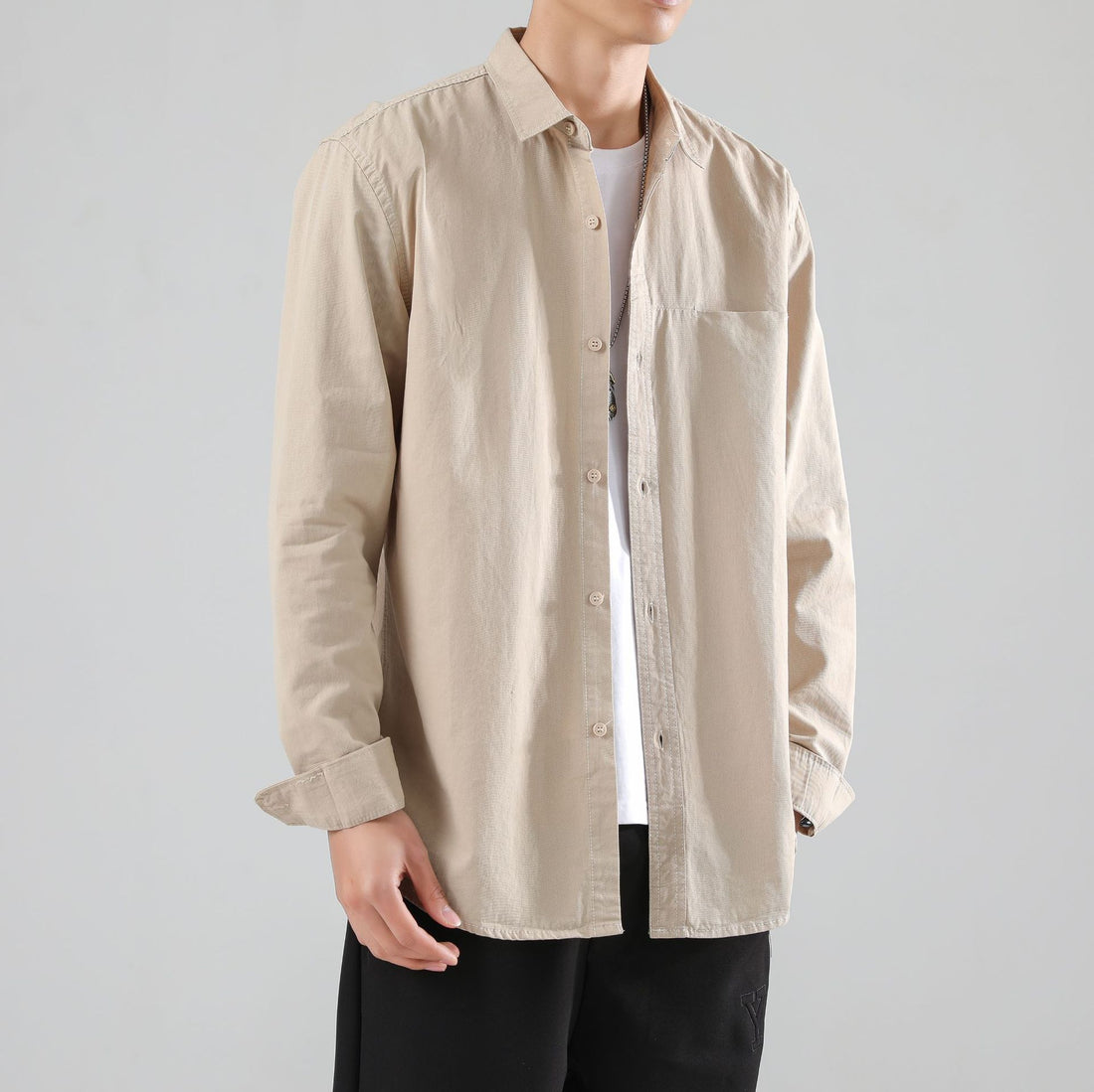 Herren Lockeres Baumwoll-Overshirt mit Brusttasche und leichter Struktur Echo Archiv