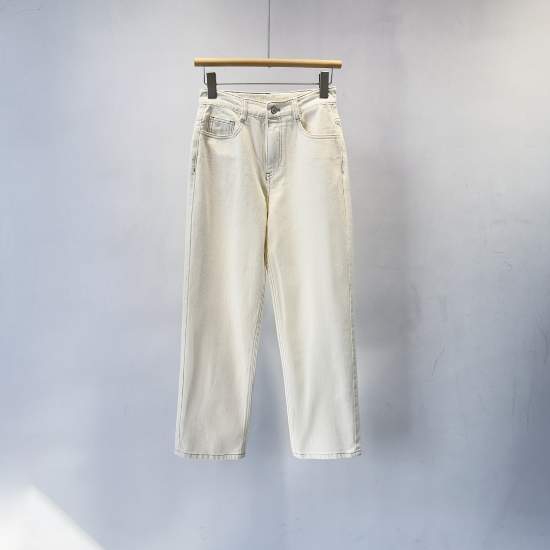 Damen Hoch sitzende Weitbein Denim Hose – Dénora