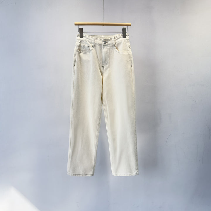 Damen Hoch sitzende Weitbein Denim Hose – Dénora