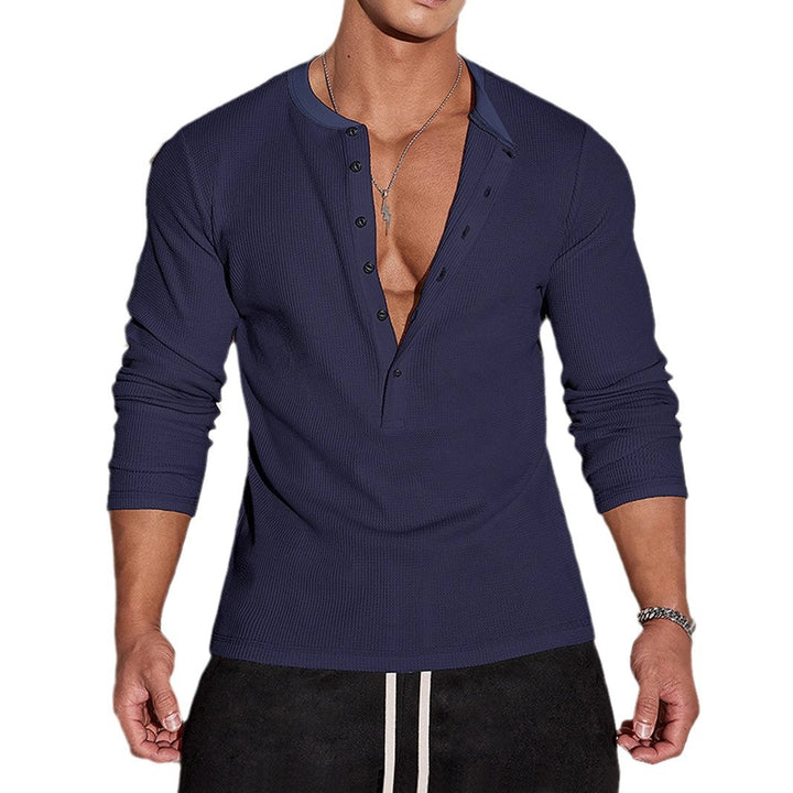Herren Langarmshirt mit Knopfleiste und strukturiertem Design Echoarchiv