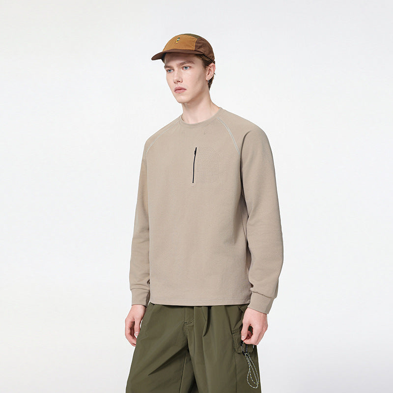 Herren Rundhals-Sweatshirt mit Brust-Reißverschluss, perforierter Utility-Blende und relaxter Passform Echo Archiv