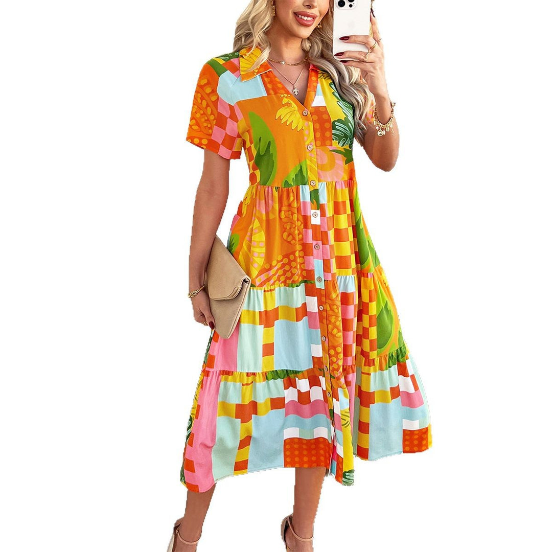 Damen Maxi-Kleid mit floralem Design und knackigem Schnitt Echo Archiv
