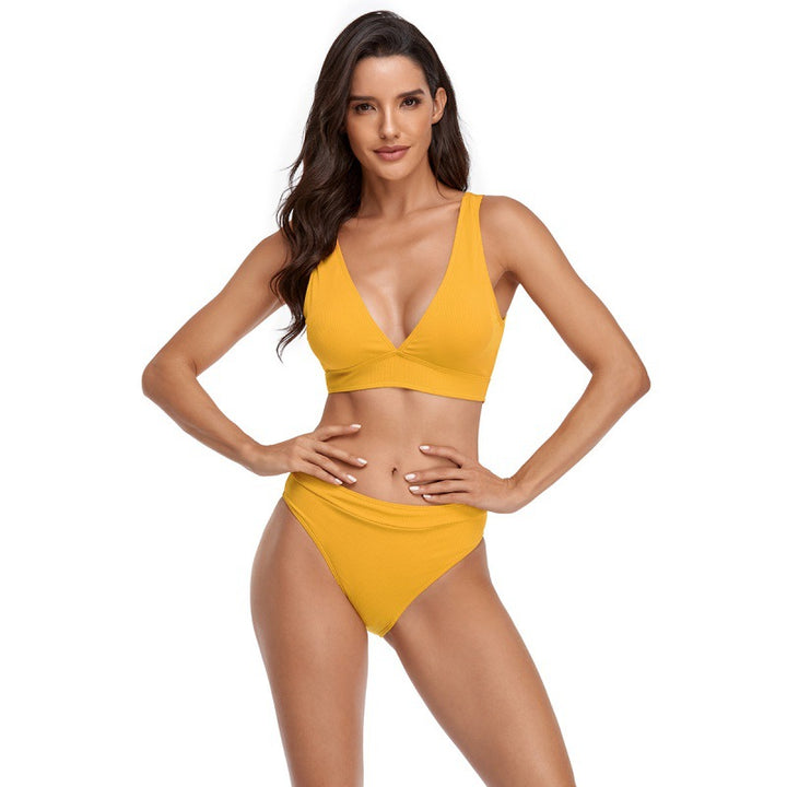 Damen Bikini-Set mit sportlichem V-Ausschnitt und hohem Taillenslip Echo Archiv