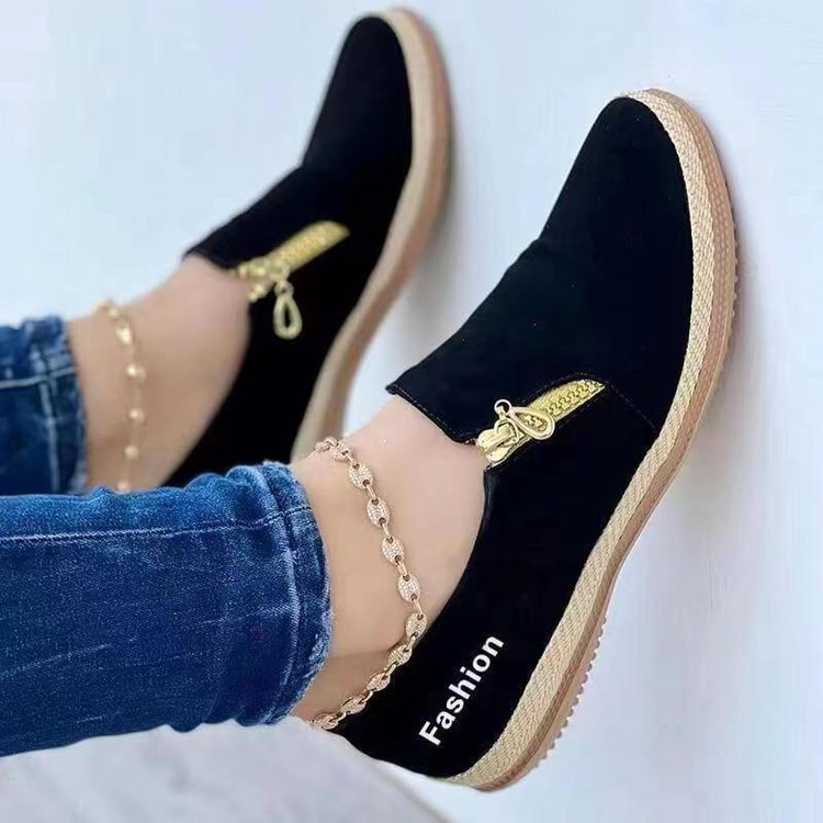 Damen Slip-On Espadrille‑Loafer mit dekorativem Reißverschluss und Keilsohle Echo Archiv