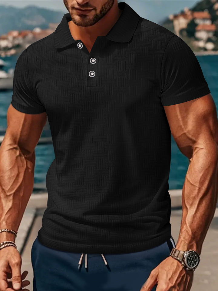 Herren Polohemd mit strukturiertem Design und klassischem Kragen Echoarchiv