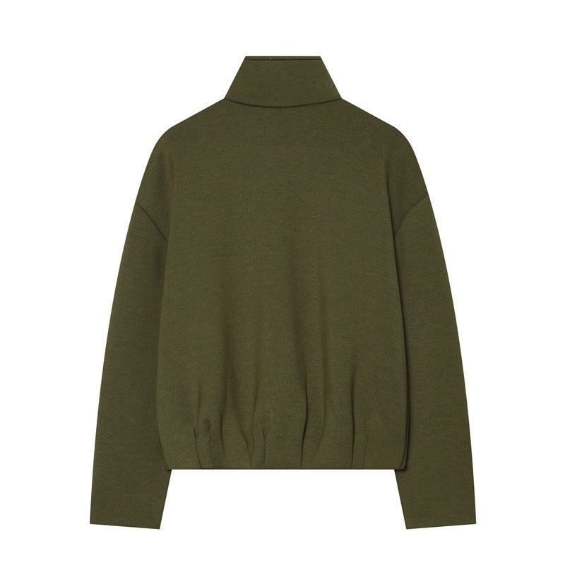 Damen Boxy Cropped Stehkragen‑Strickjacke mit durchgehendem Reißverschluss und überschnittener Schulter Echo Archiv