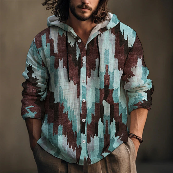 Herren Kapuzenbluse mit detailreicher floraler Stickerei und modernem Schnitt Echoarchiv