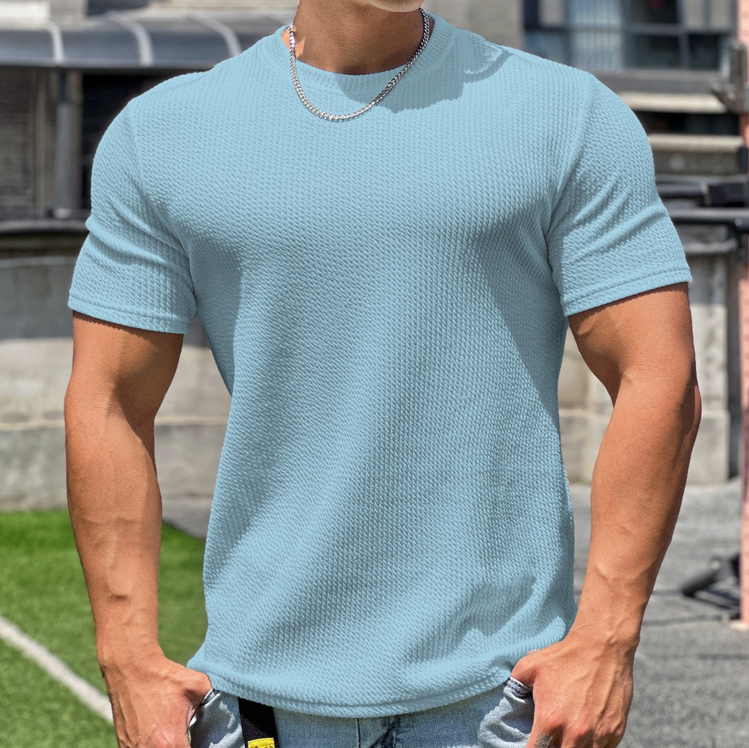 Herren strukturiertes T-Shirt in schlanker Passform mit Rundhalsausschnitt – Marzano