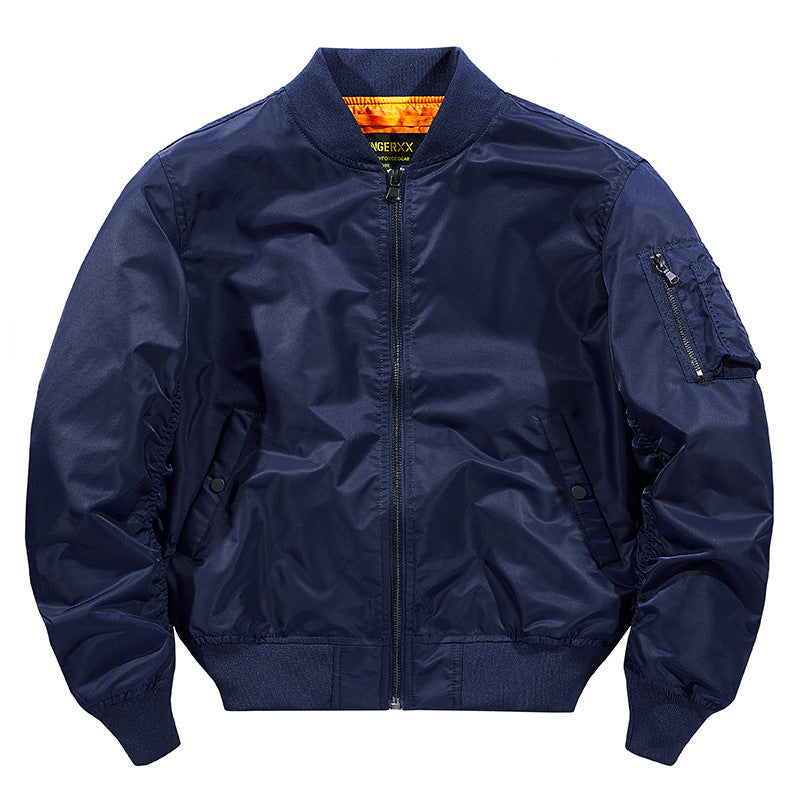 Herren Flieger-Bomberjacke aus technischem Nylon mit Rippbündchen und Ärmeltasche – Brevano