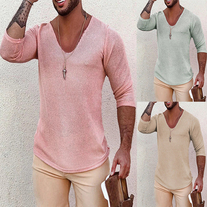 Herren V-Ausschnitt Shirt mit innovativem Strukturdesign Echoarchiv