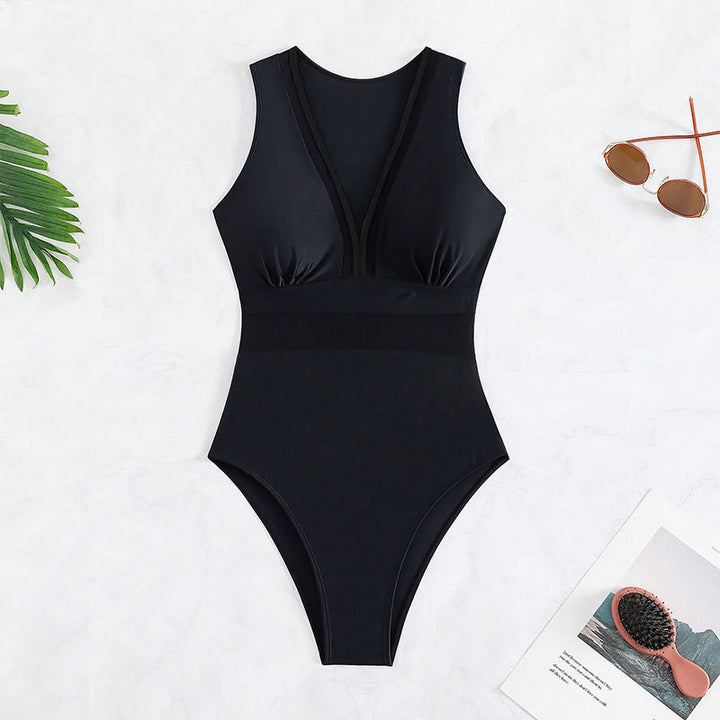 Damen Einteiliger Badeanzug mit tiefem V-Ausschnitt und figurformendem Design Echo Archiv