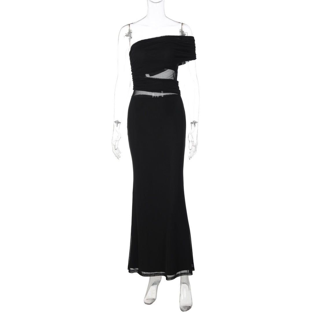 Damen Elegantes Maxikleid mit asymmetrischem Oberteil und Raffungen Echo Archiv