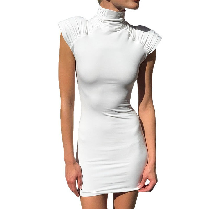 Damen Elegantes Minikleid mit hohem Kragen und raffinierten Rüschendetails Echo Archiv