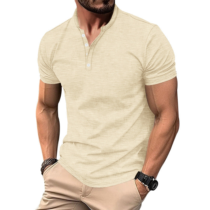 Herren Kurzarm-Henley-T-Shirt mit hochwertigem, atmungsaktivem Baumwollmix Echoarchiv