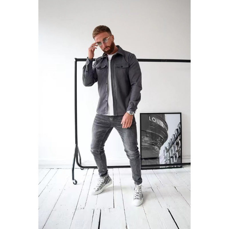 Herren Hemdjacke mit Brusttaschen und taillierter Passform – Taviero