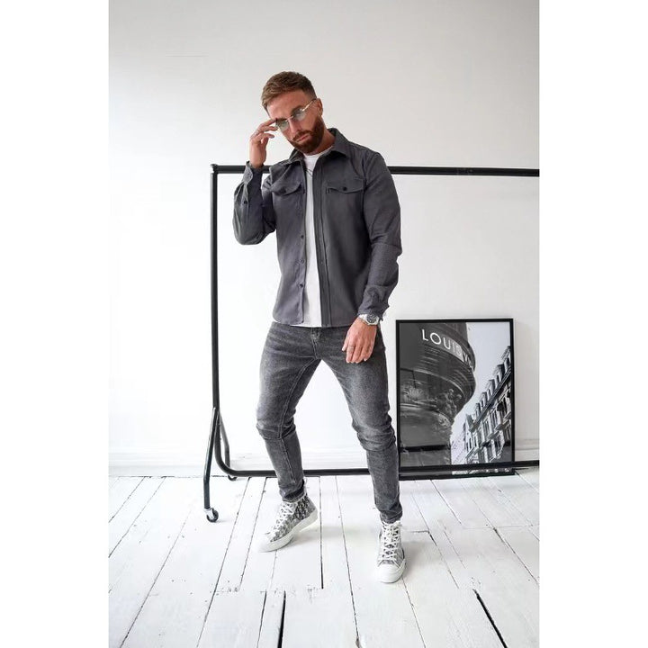 Herren Hemdjacke mit Brusttaschen und taillierter Passform – Taviero