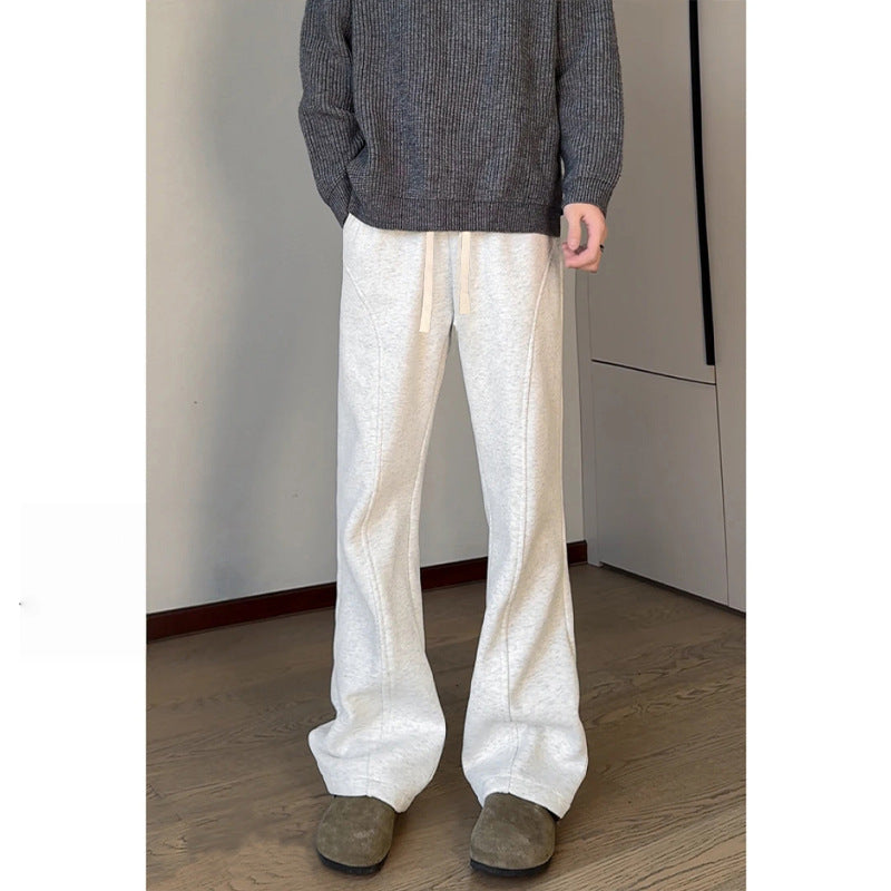 Herren Locker geschnittene Fleece-Loungehose mit weitem Bein, Tunnelzug und Ziernähten Echo Archiv