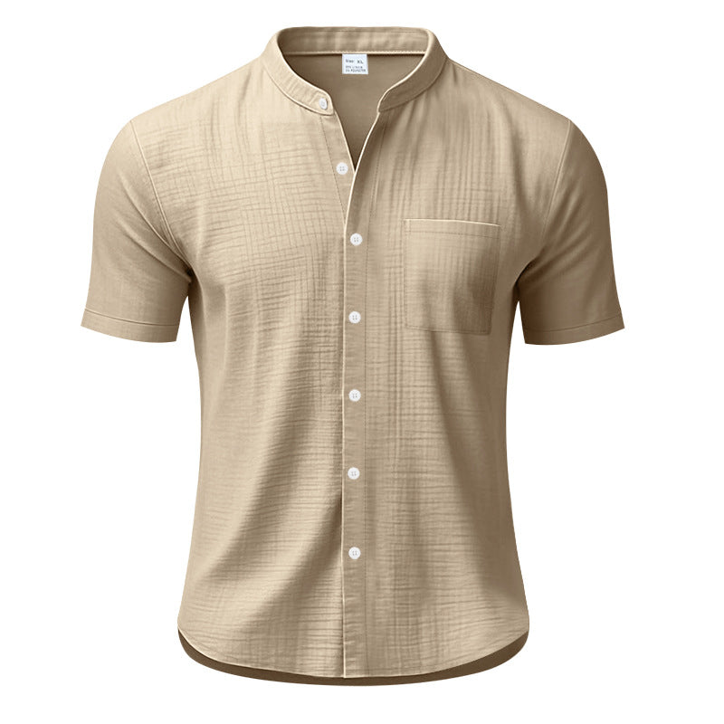 Herren Kurzarm-Henley-Shirt mit strukturiertem Design und Brusttasche Echoarchiv