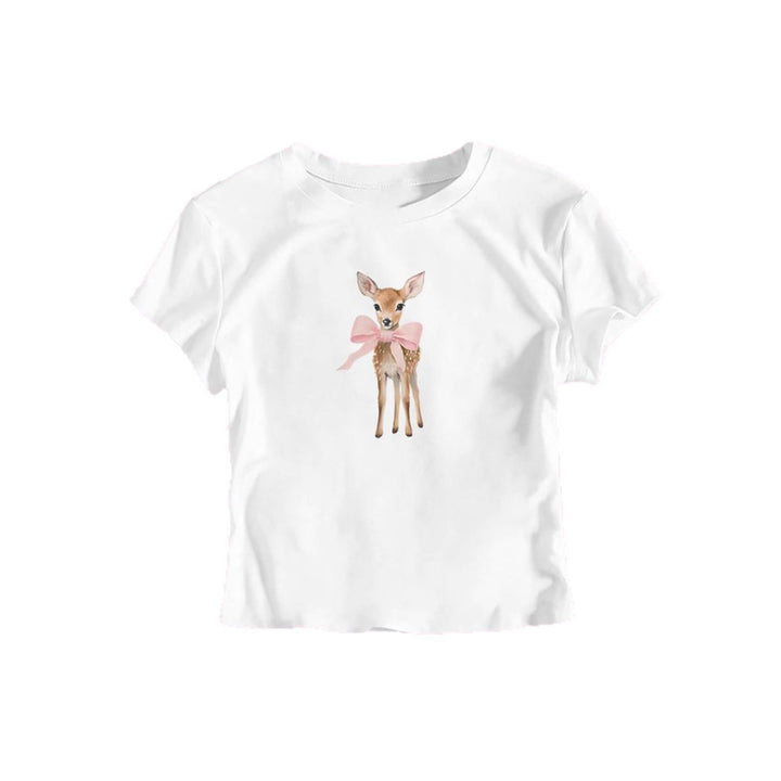 Damen T-Shirt mit süßem Reh-Motiv und farbenfrohem Aufdruck Echo Archiv