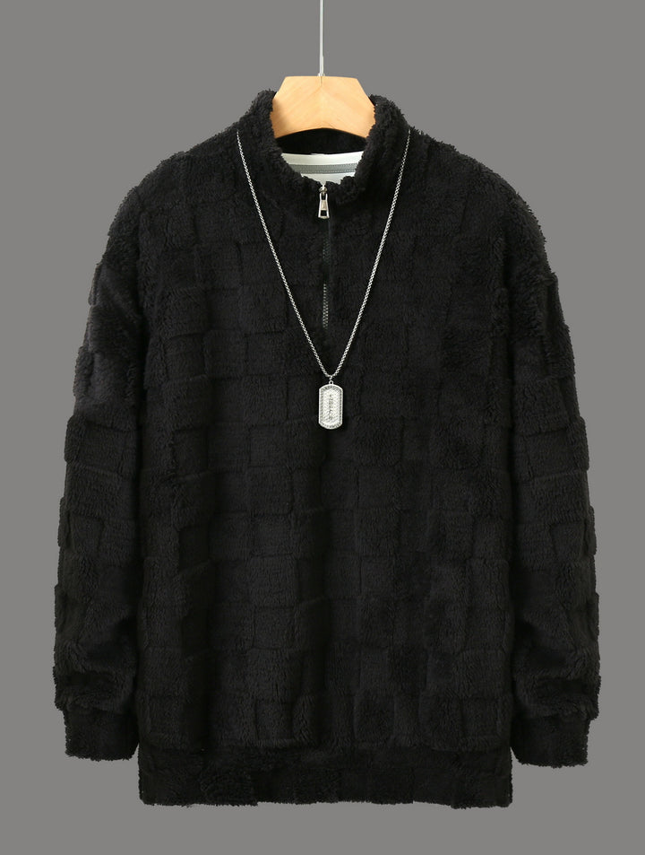 Herren kuscheliger Fleece-Pullover mit Stehkragen und Reißverschluss Echoarchiv
