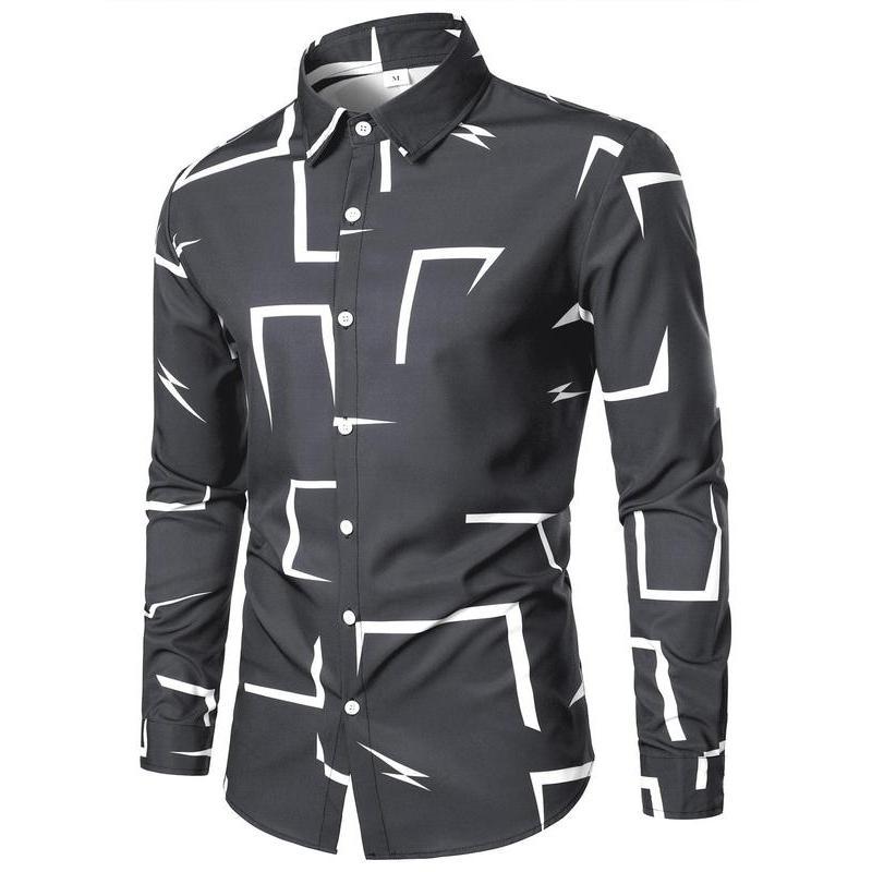 Herren modisches Langarmhemd mit geometrischem Design Echoarchiv