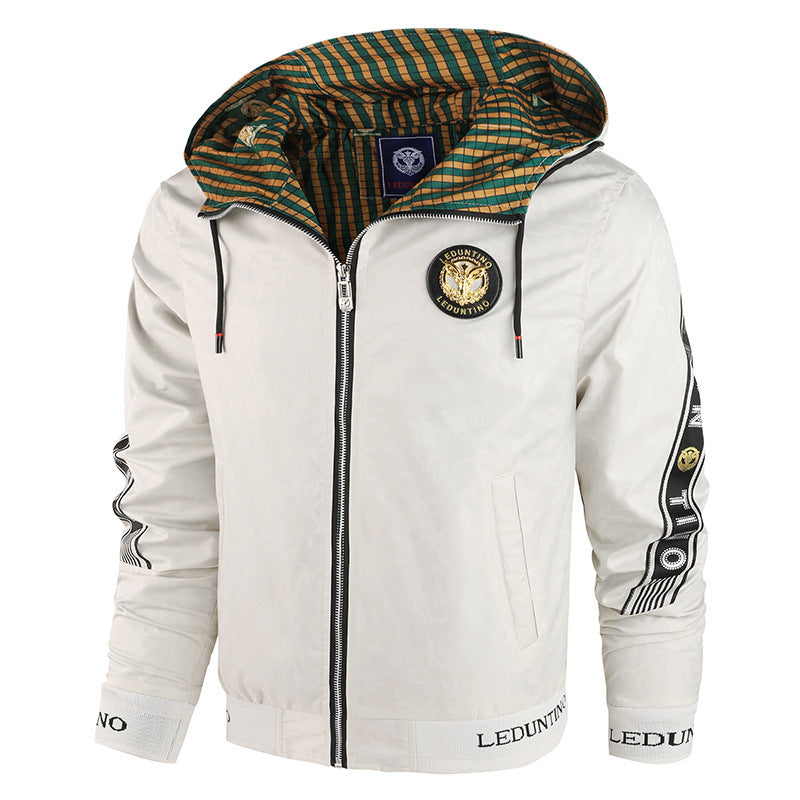 Herren nan leichte Kapuzen-Sportjacke mit Jacquardmuster, Metallreißverschluss und elastischen Bündchen Echo Archiv