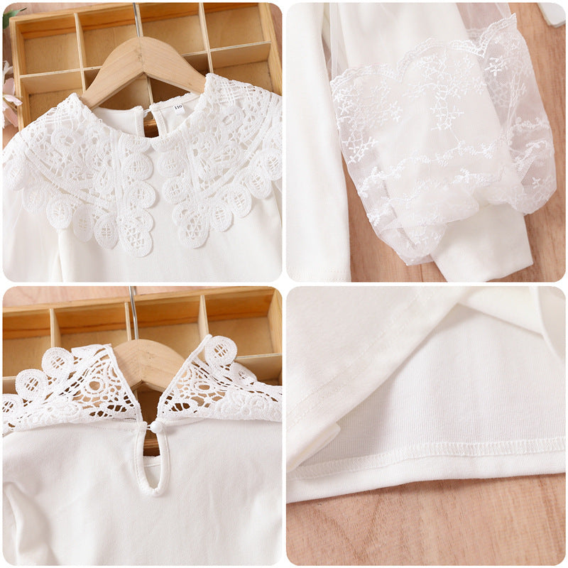 Mädchen elegante Bluse mit transparenten Puffärmeln Echo Archiv