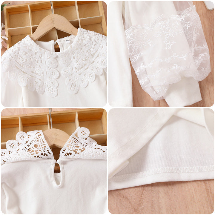Mädchen elegante Bluse mit transparenten Puffärmeln Echo Archiv