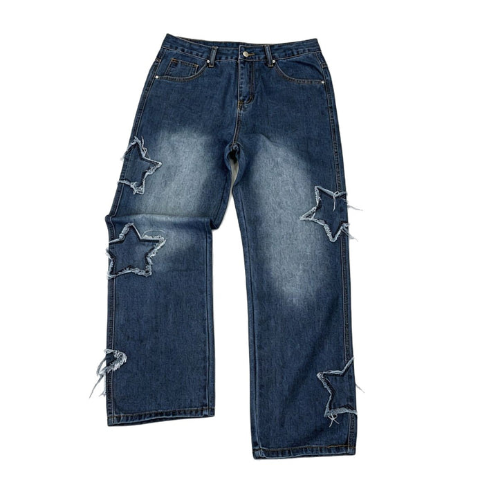 Herren Modische Weit geschnittene Jeans mit Sternen-Dekor Echoarchiv
