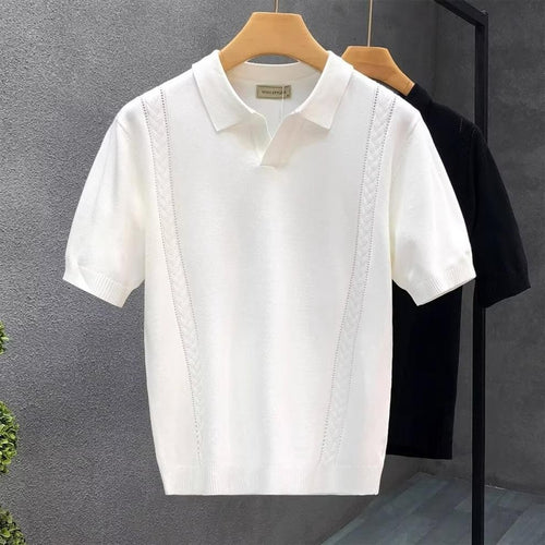 Herrenmode Kurzarm-Polo mit strukturiertem Stricklook Echo Archive