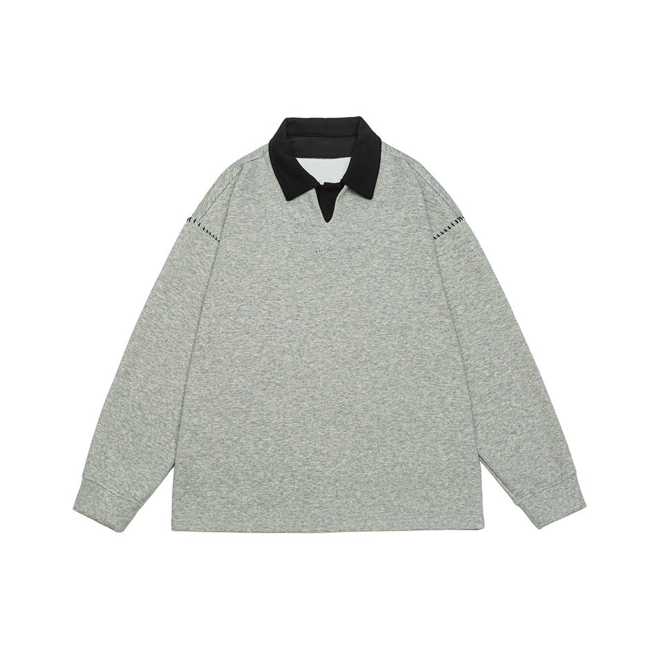 Herren Relaxed-Sweatshirt mit Polokragen und dekorativer Schulternaht Echoarchiv