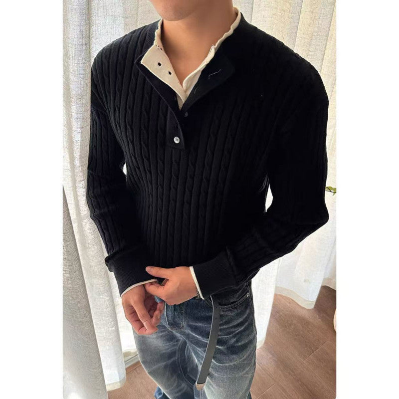 Herren Feinstrickpullover mit dekorativen Knopfdetails Echoarchiv