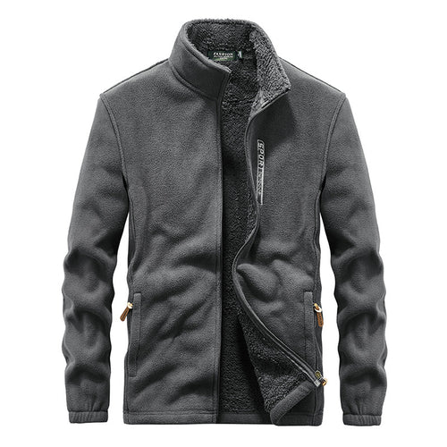 Herren Hochflor-Fleecejacke mit Sherpa-Innenfutter, Stehkragen und verdeckten Reißverschlusstaschen – Taviero
