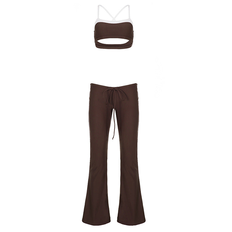 Damen modisches Bikini-Set mit schickem Crop-Top und weit geschnittenen Shorts Echo Archiv