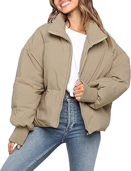 Damen Kurz geschnittene Stepp-Winterjacke mit Stehkragen, Reißverschluss und Rippbündchen Echo Archiv