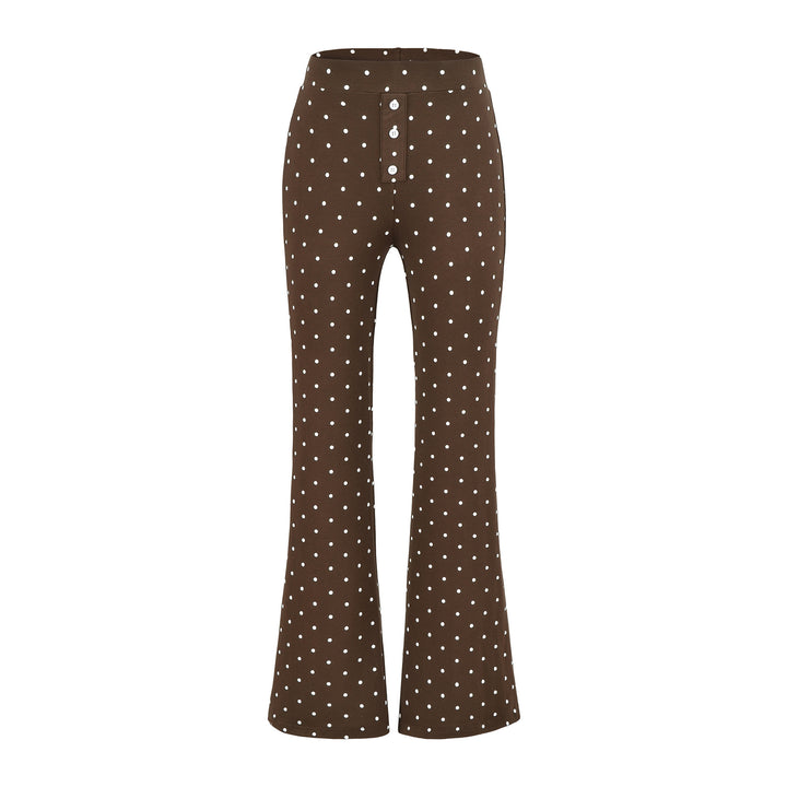Damen Zweiteiliges Stretch-Jersey Lounge-Set mit Cropped Longsleeve und High‑Waist Schlaghose Echoarchiv