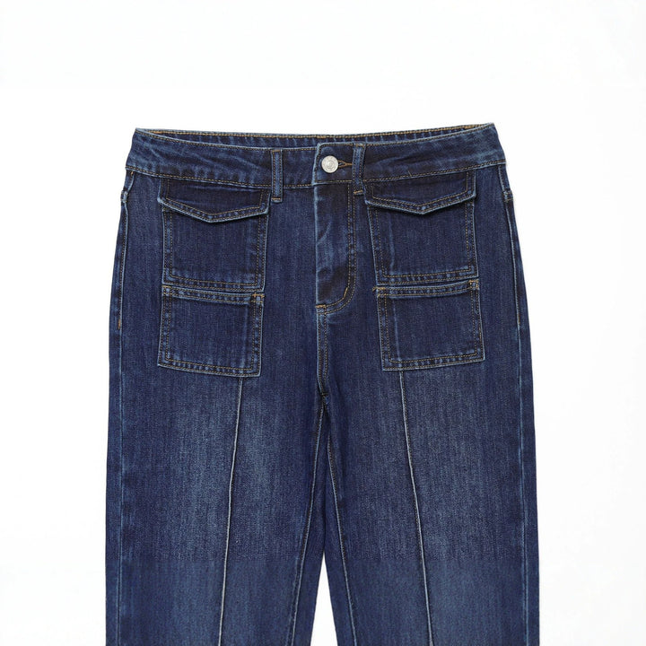 Damen weite Highwaist-Jeanshose mit aufgesetzten Taschen und Bügelfalte Echo Archiv